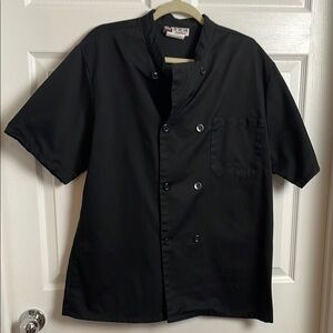Chef Uniforms Jacket On the Line Black Button Front Short Sleeve sleeve pocket